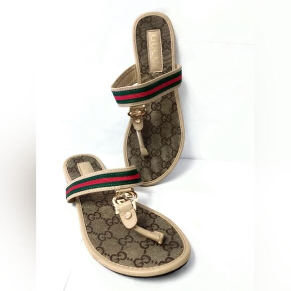 Gucci Slippers Flats Size 41 used RED GREEN Ribbon. Read - Picture 1 of 16